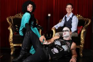 (l-r) Organisers of Gay Ski Week QT, Sally and Mandy Whitewoods with Mr Gay World 2012, Andreas Derleth, at last year's Rocky Horror Picture Show.  